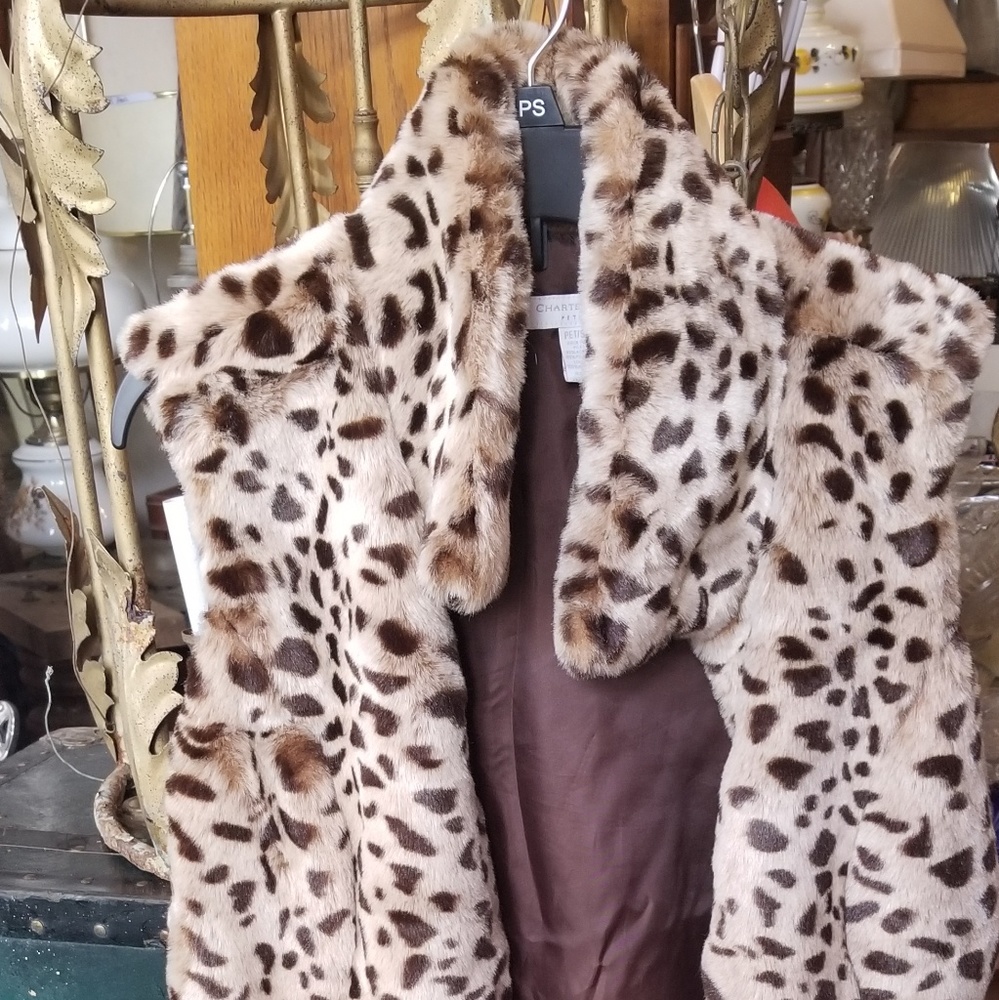 Plush faux leopard vest